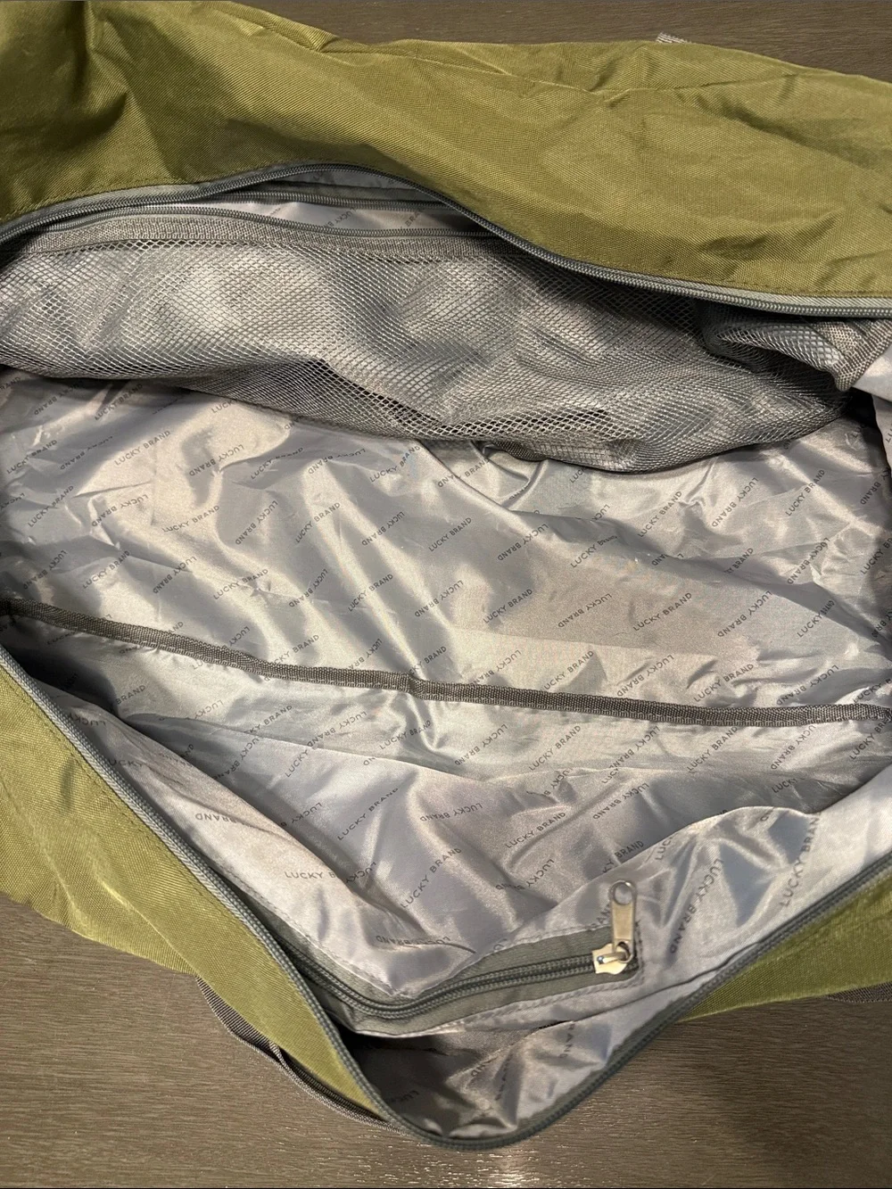 Lucky Brand Olive Duffel with Gray Trim